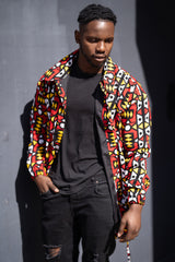 African Puffer Jacket In Electric Red - Continent Clothing 