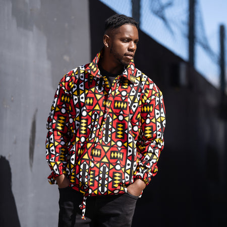 Hooded Jacket In Mud Cloth