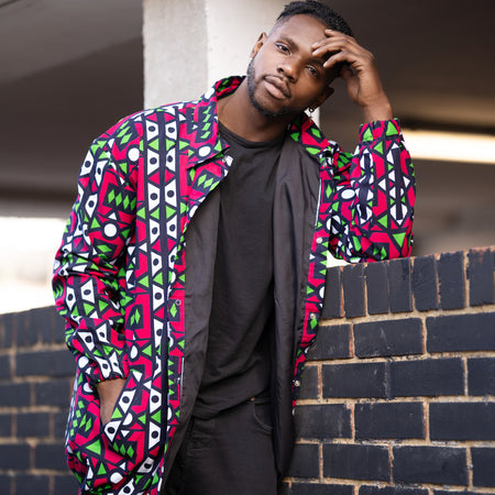 Hooded Jacket In Mud Cloth