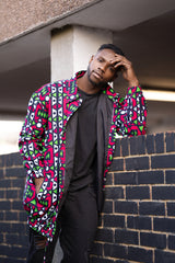 African Puffer Jacket In Electric Pink - Continent Clothing 