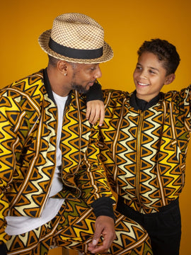 Children's African Bomber Jacket In Earthy Tones Mud Cloth