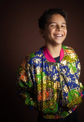 Children's African Jacket In Metallic Blue Gold - Continent Clothing 