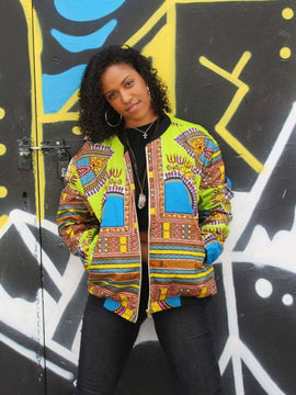 Dashiki Bomber Jacket in Green