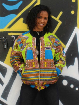 Dashiki Bomber Jacket in Green