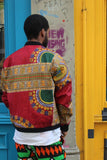 Dashiki Bomber Jacket in Red African Print - Continent Clothing 