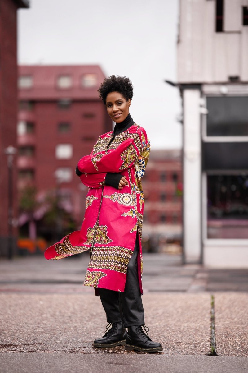 Dashiki Coat in Pink - Festival Clothing - Continent Clothing 