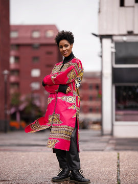 Dashiki Coat in Pink - Festival Clothing