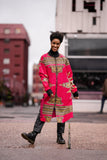 Dashiki Coat in Pink - Festival Clothing - Continent Clothing 
