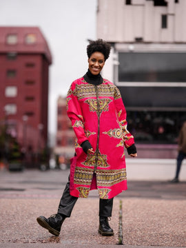 Dashiki Coat in Pink - Festival Clothing