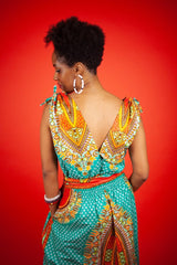 Dashiki Dress In Turquoise Print - Continent Clothing 