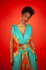 Dashiki Dress In Turquoise Print - Continent Clothing 