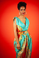 Dashiki Dress In Turquoise Print - Continent Clothing 