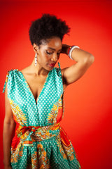 Dashiki Dress In Turquoise Print - Continent Clothing 