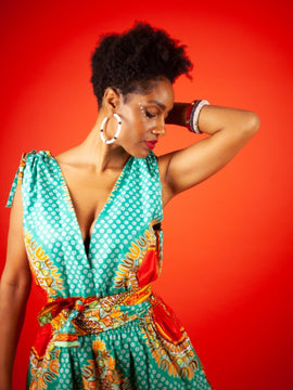 Dashiki Dress In Turquoise Print