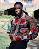 Dashiki Jacket in Black and Red Print- Festival Clothing - Continent Clothing 