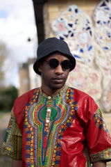 Dashiki Shirt in Red Print - Festival Shirt - Continent Clothing 