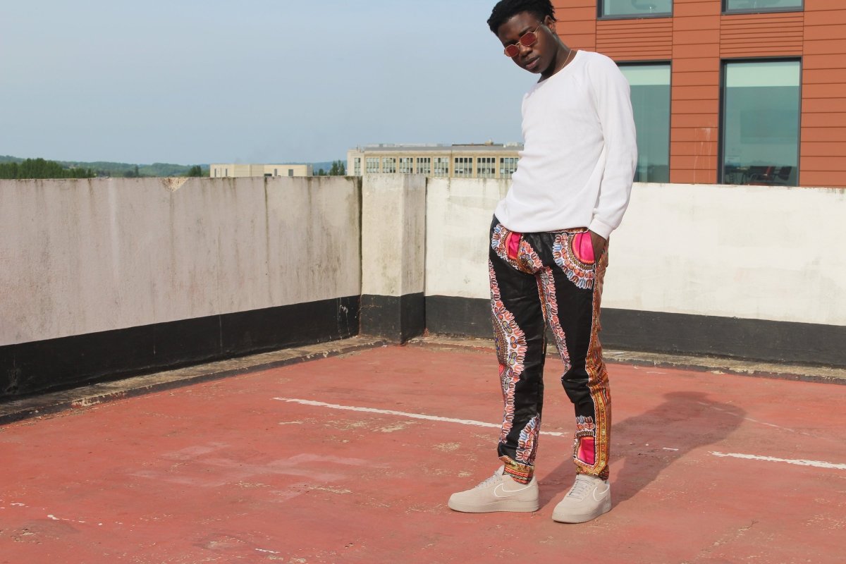 Dashiki Trousers in Black and red African Print - Festival Trousers - Continent Clothing 