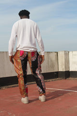 Dashiki Trousers in Black and red African Print - Festival Trousers - Continent Clothing 
