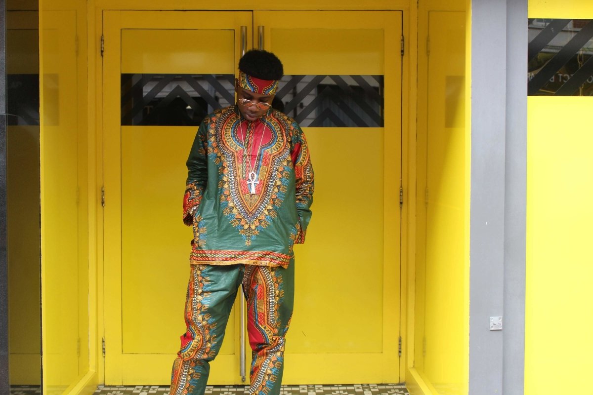 Dashiki Trousers in Green African Print - Festival Clothing - Continent Clothing 