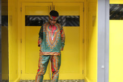 Dashiki Trousers in Green African Print - Festival Clothing - Continent Clothing 