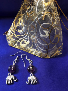 Elefant Charm Ohrringe mit Amethyst