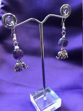 Elefant Charm Ohrringe mit Amethyst