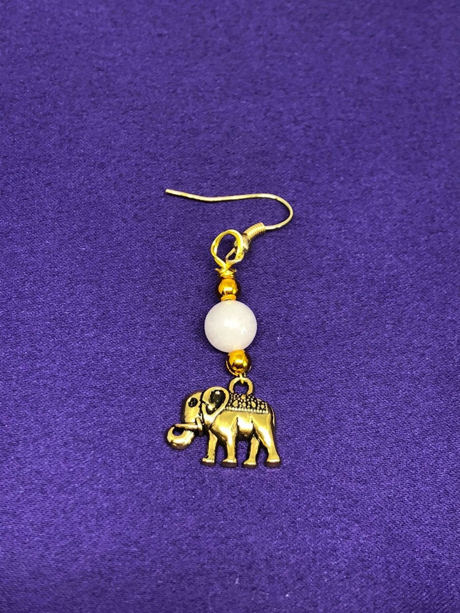 Elephant Earrings with Clear Quartz Crystal - Continent Clothing 