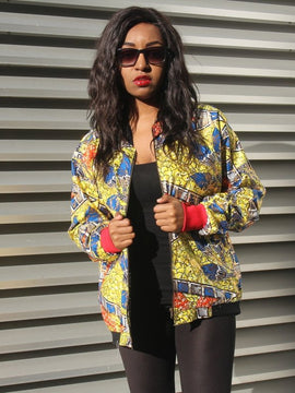 Festival Bomber Jacket in Gold African Print