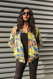 Festival Bomber Jacket in Gold African Print - Continent Clothing 