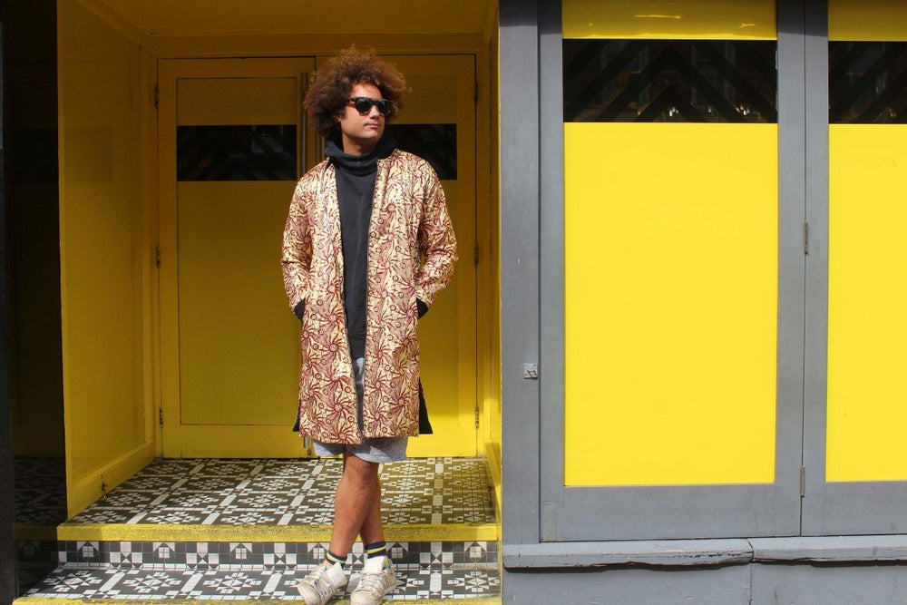 Festival Coat in Gold African Print - Continent Clothing 