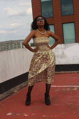 Festival Dress in Orange Gold Ankara Print - Tribal Dress - Continent Clothing 