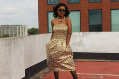 Festival Dress in Orange Gold Ankara Print - Tribal Dress - Continent Clothing 