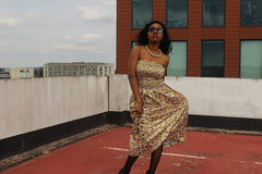 Festival Dress in Orange Gold Ankara Print - Tribal Dress - Continent Clothing 