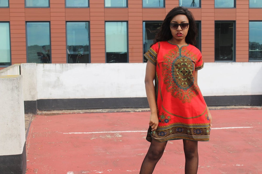 Festival Dress is Red Dashiki - Continent Clothing 