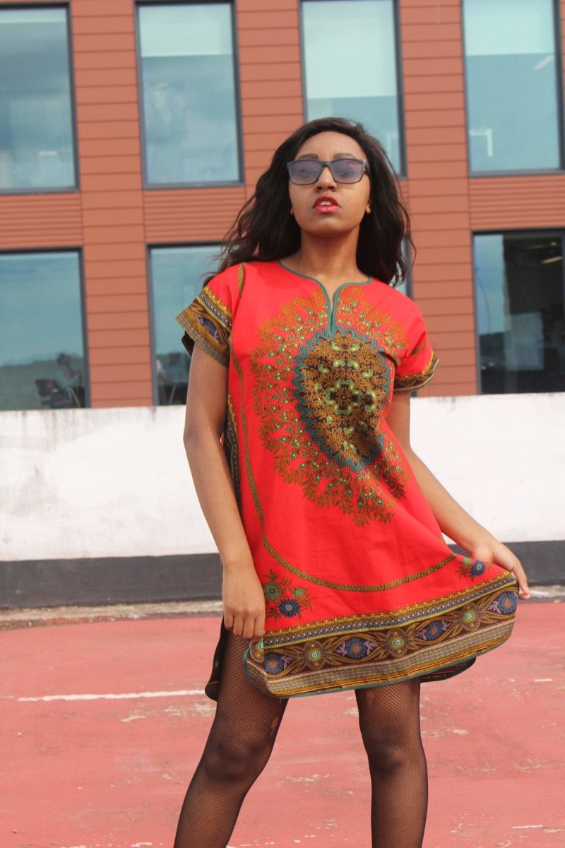 Festival Dress is Red Dashiki - Continent Clothing 