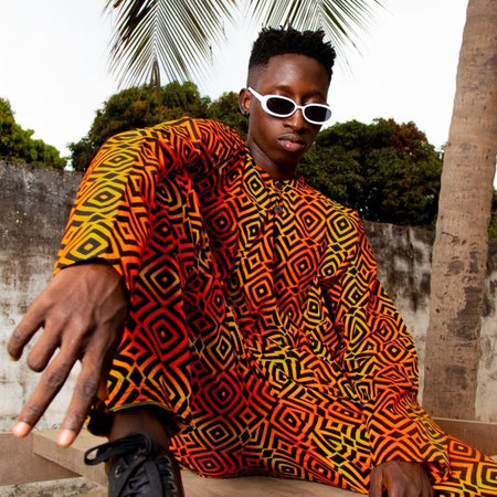 Abbinamento abito africano in rosso Samakaka