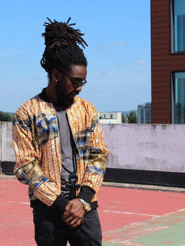 EsES chaqueta de fiesta africana dorada y brillante