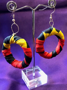 Hippie Earrings in Red Print - Zeros waste