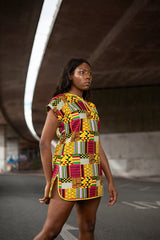 Incredible African Dress In Yellow Kente - Continent Clothing 