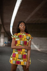 Incredible African Dress In Yellow Kente - Continent Clothing 