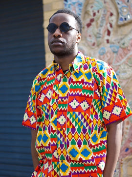 Camisa Kente con estampado naranja - Camisa Festival