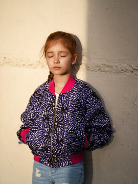 Kids African Bomber Jacket In Chilled Purple