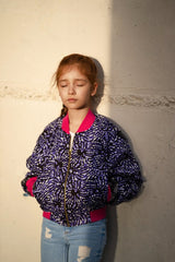 Kids African Bomber Jacket In Chilled Purple - Continent Clothing 