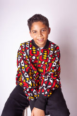 Kids African Bomber Jacket In Electric Red - Continent Clothing 