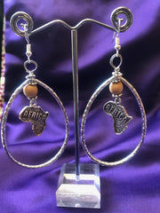 LARGE African Map Hoops - Continent Clothing 