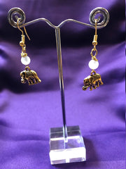 Lucky Elephant Earrings with Rose Quartz - Continent Clothing 