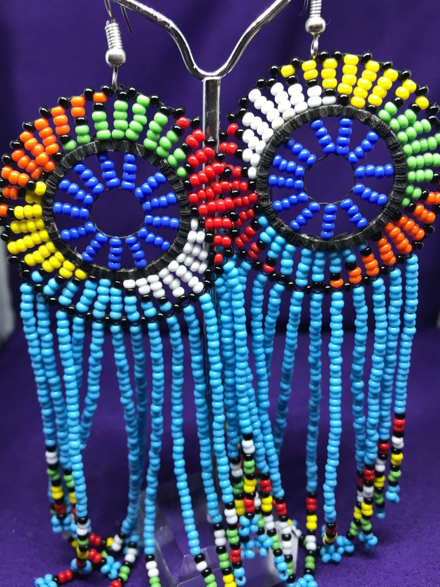 Masai Beaded Earrings in Blue - Continent Clothing 