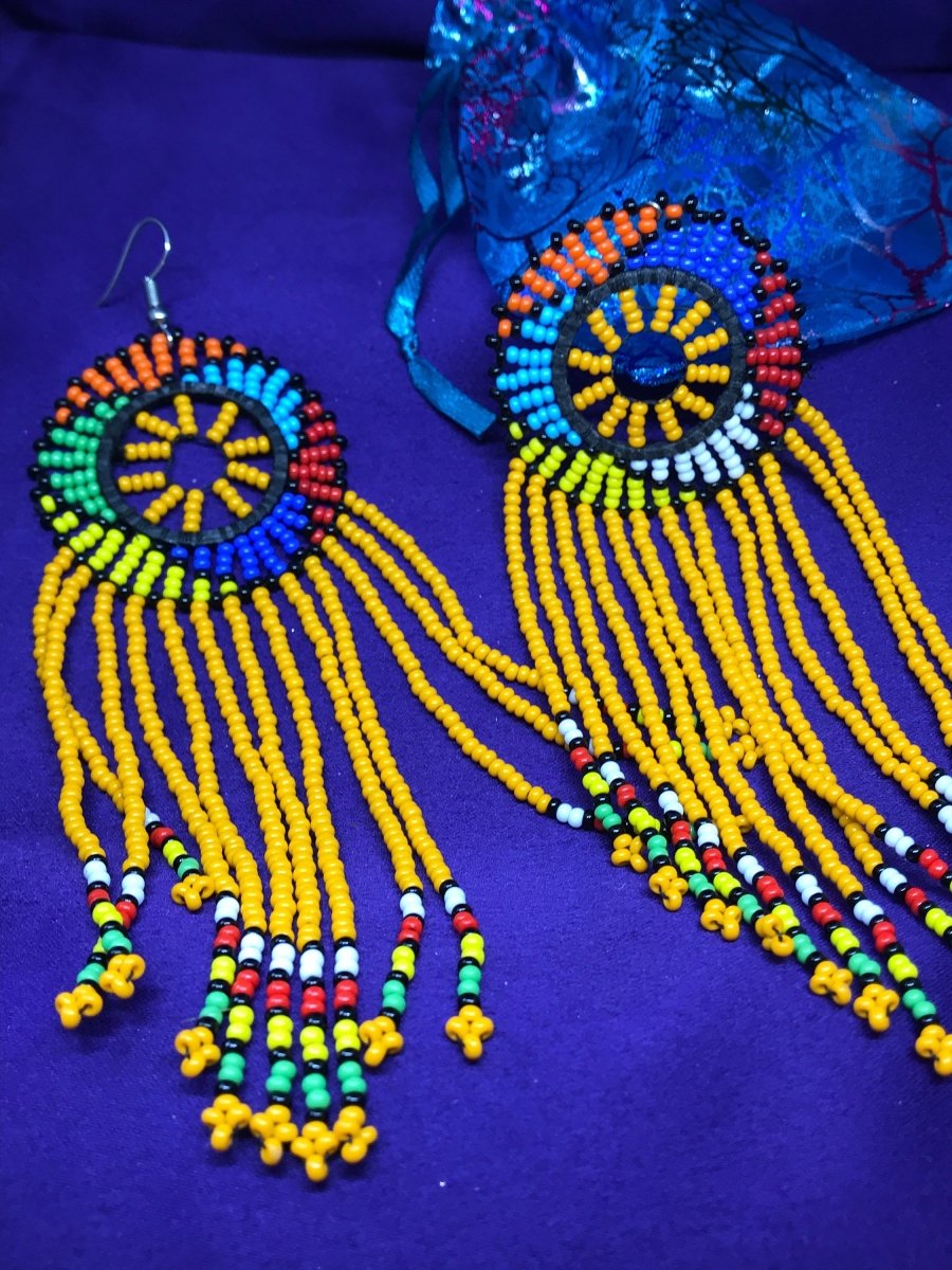 Masai Beaded Earrings in Yellow - Continent Clothing 