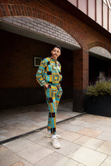 Matching African Suit In Blue Ankara - Continent Clothing 