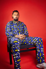 Matching African Suit In Blue Samakaka - Continent Clothing 